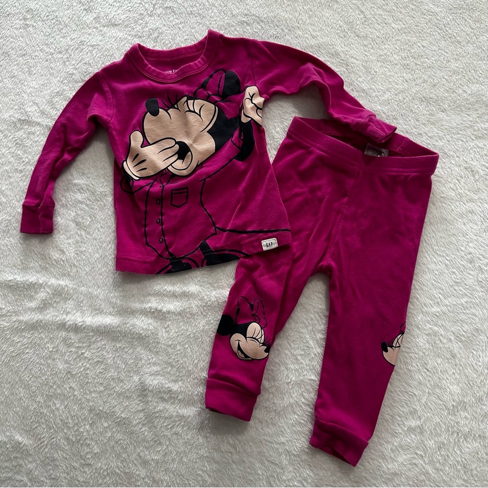 GAP Pink Minnie Mouse Pajama Set, 12-18m